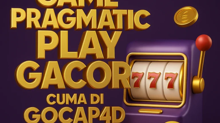 Game Pragmatic Play gacor di GOCAP4D dalam visual 3D slot machine dengan simbol 777 dan koin emas bertebaran